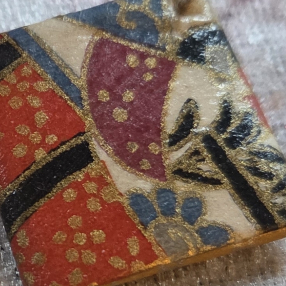 Chinese Style Takeout Red Silk Box Handbag Bamboo Handle Origami Silk Earrings - Picture 10 of 16